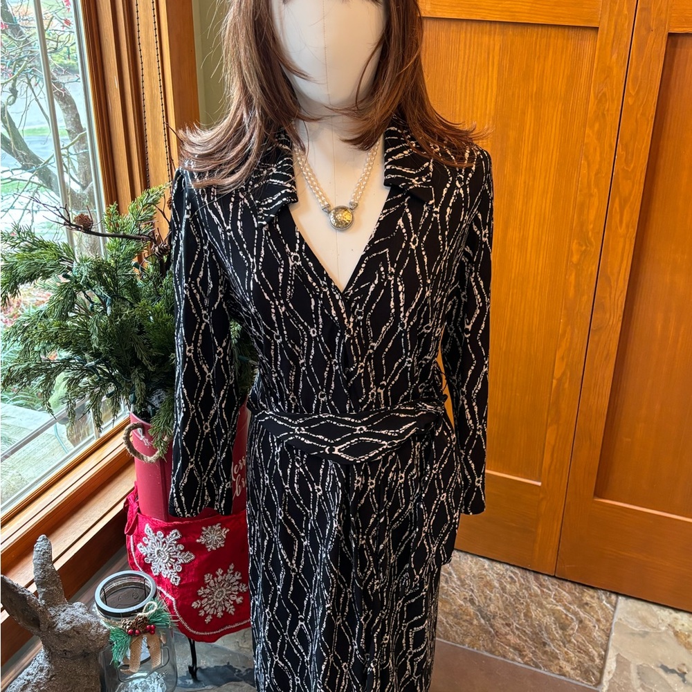 Black Long Sleeve Wrap Dress Designer - Chaps. Elegant, yet Comfortable